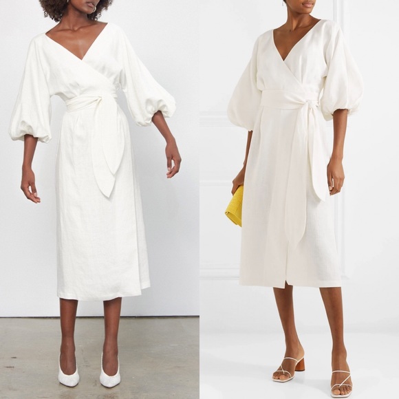 Mara Hoffman Dresses & Skirts - Mara Hoffman Francesca Puff Sleeve Dress in Off White Size Medium